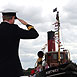 Portwey 90 yr old Steam Tug takes Royal Navy salute c/r