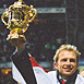 Matt Dawson holding the Rugby World Cup 2003